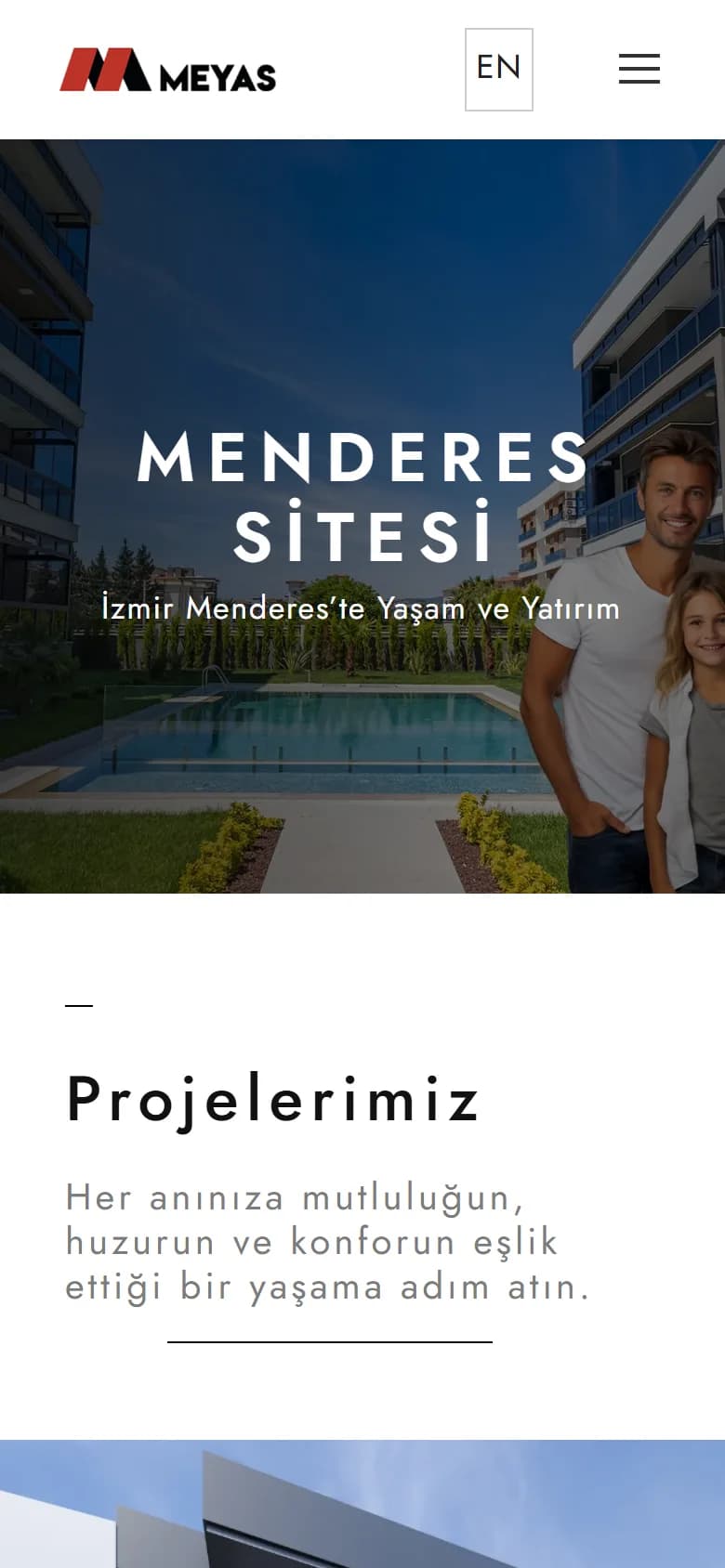 Meyas Yapı – Ana sayfa – mobil görünüm