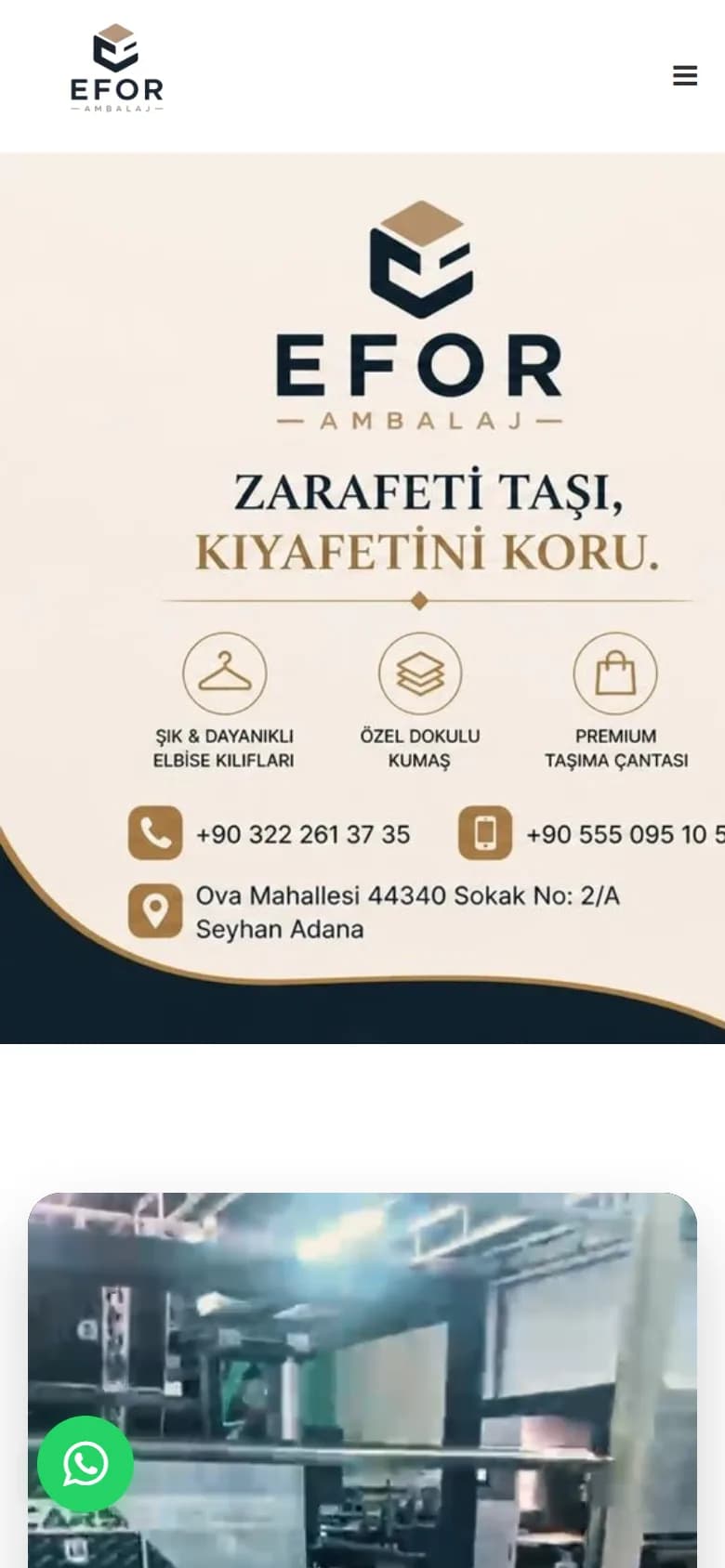 Efor Ambalaj – Ana sayfa – mobil görünüm