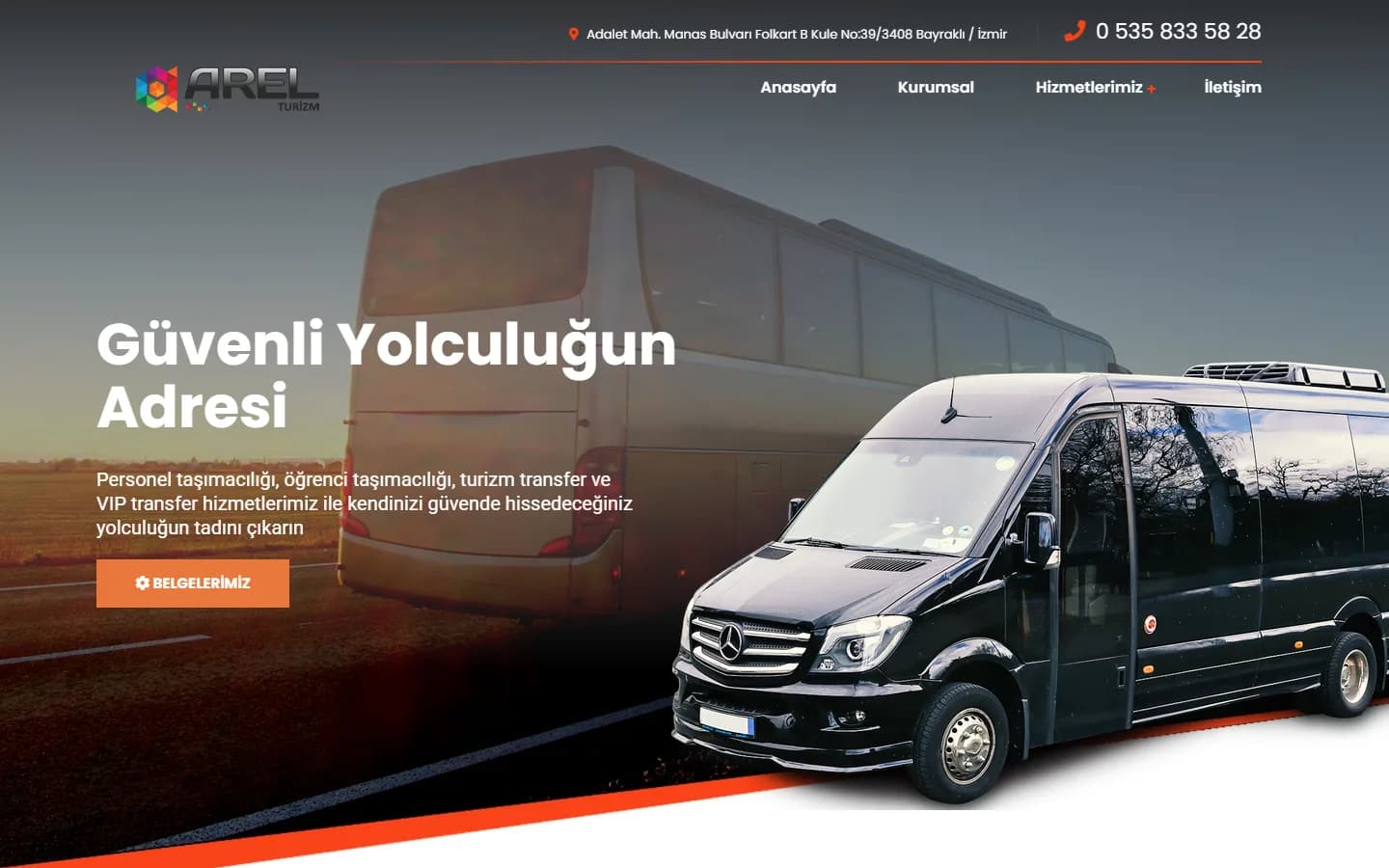 Arel Turizm – Ana sayfa – masaüstü görünüm