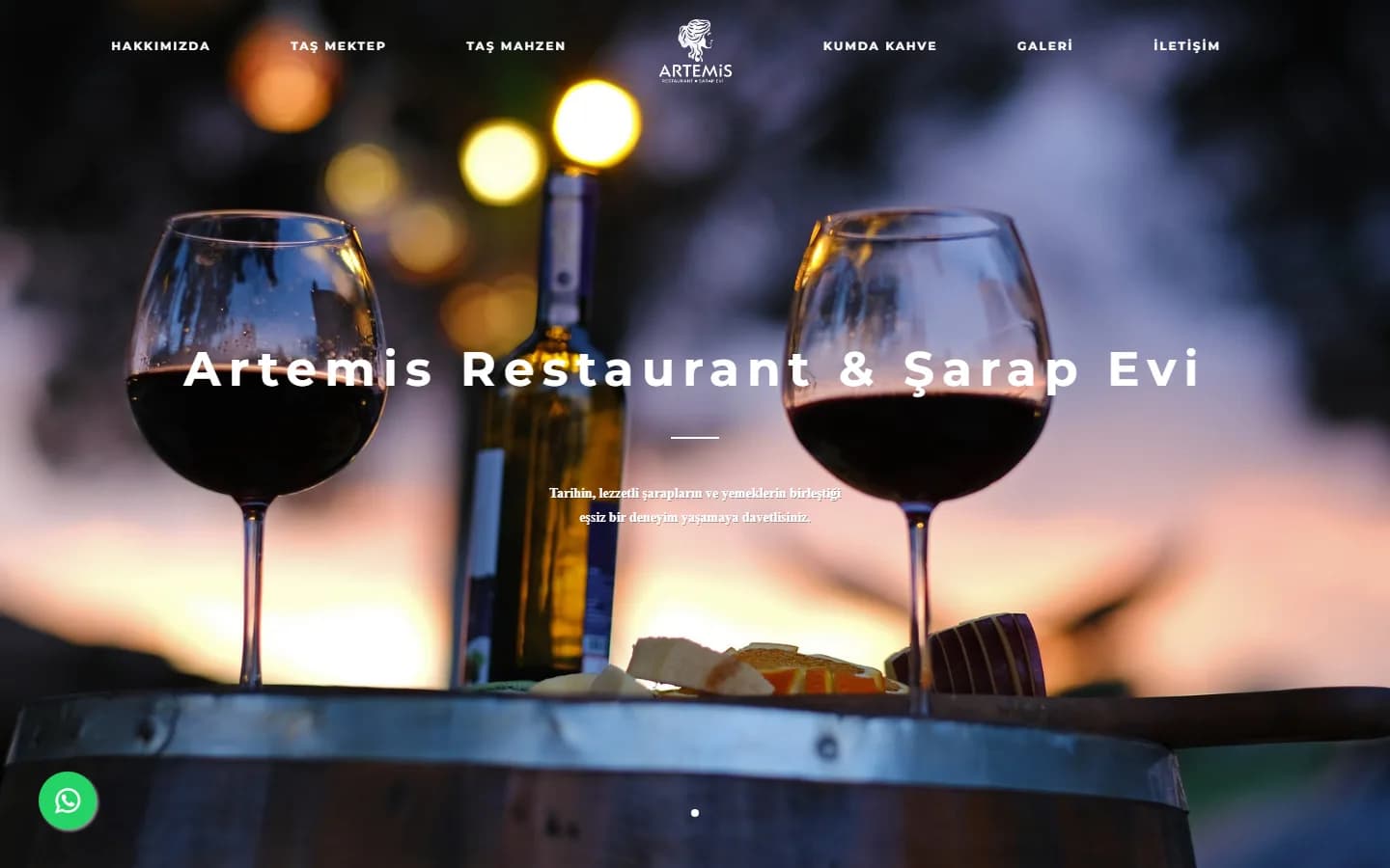 Artemis Restaurant & Şarapevi – Ana sayfa – masaüstü görünüm