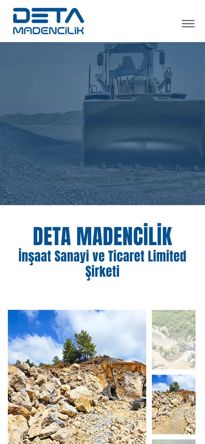 Deta Madencilik – Ana sayfa – mobil görünüm