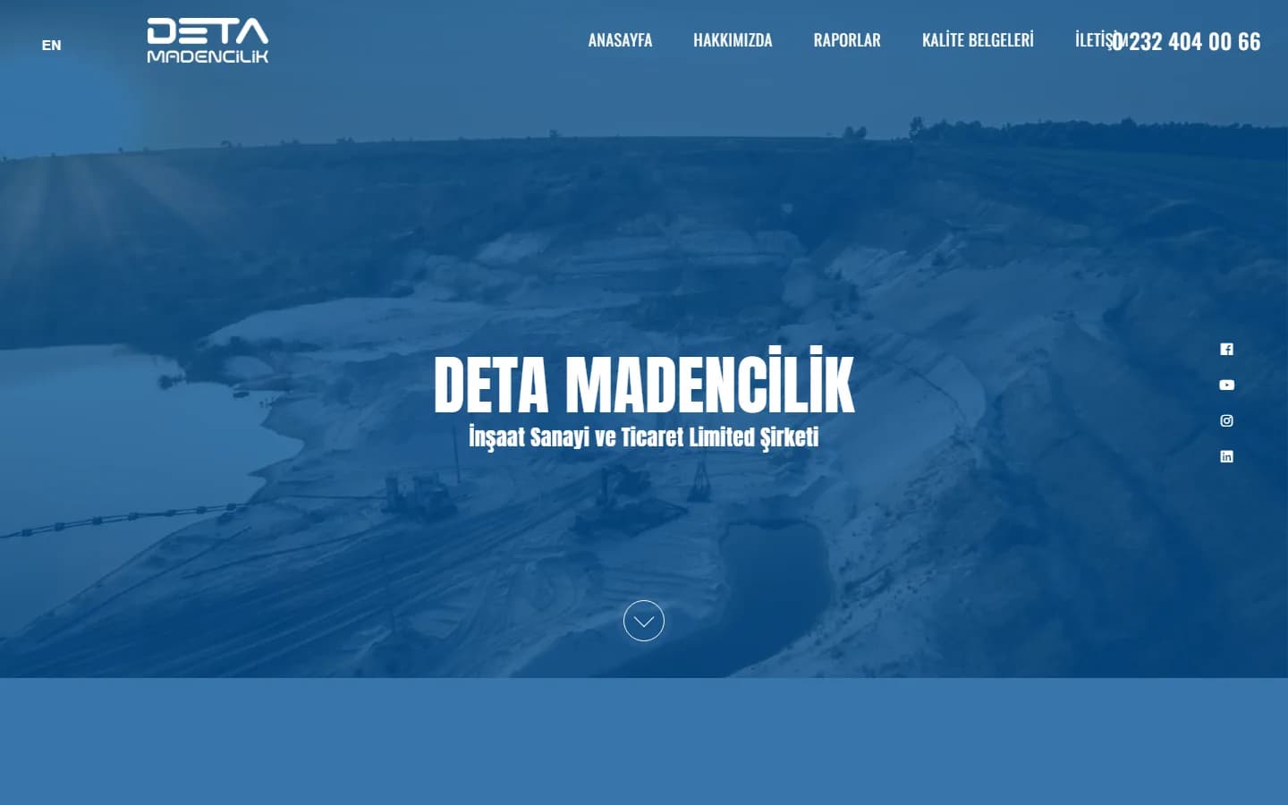 Deta Madencilik – Ana sayfa – masaüstü görünüm