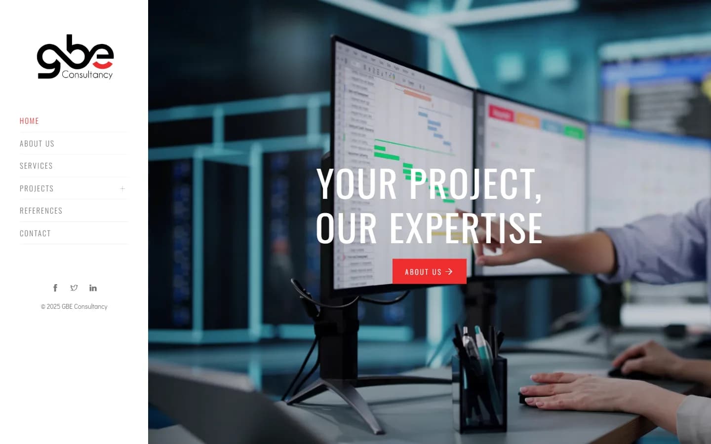 GBE Consultancy – Ana sayfa – masaüstü görünüm