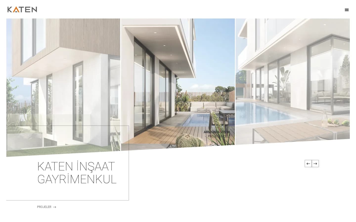 Katen İnşaat & Gayrimenkul – Ana sayfa – masaüstü görünüm