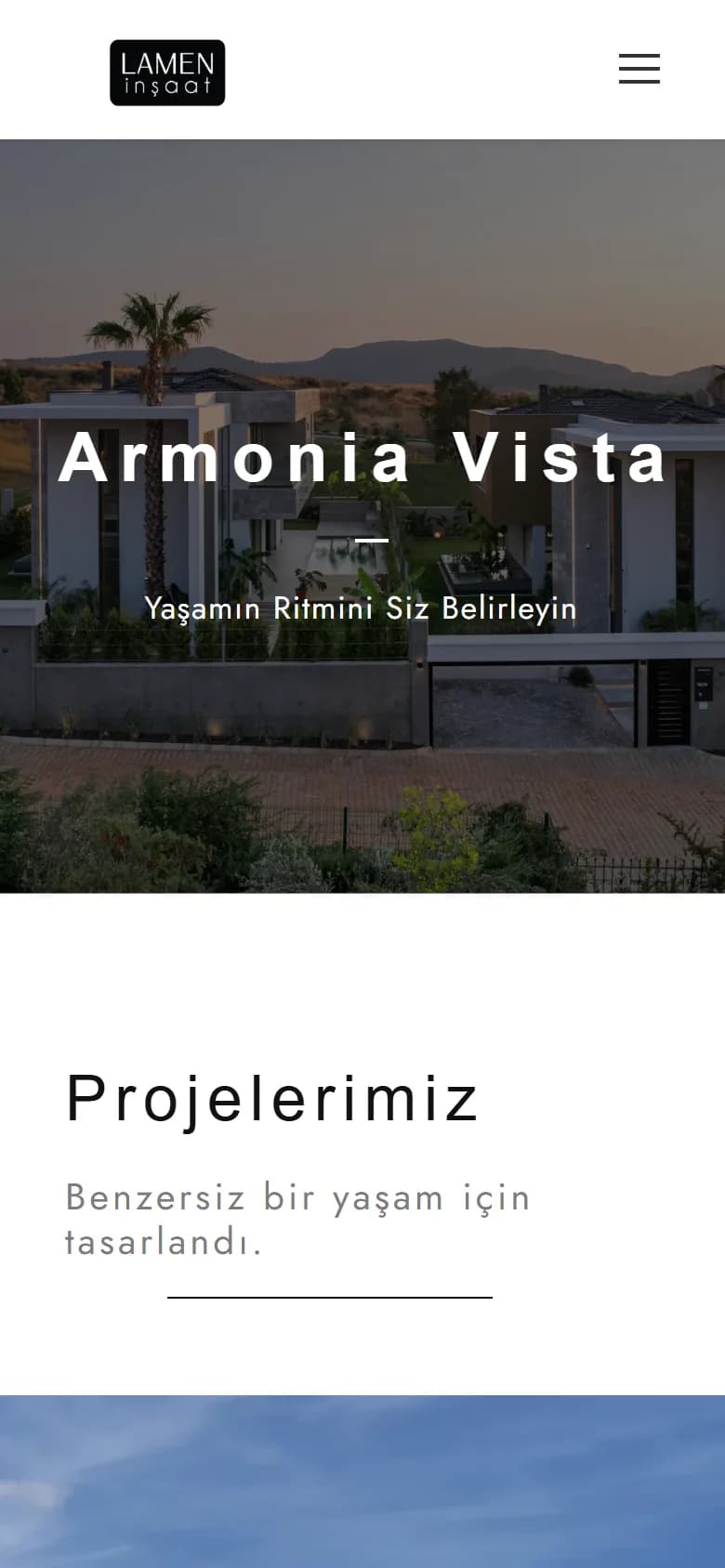 Lamen İnşaat – Ana sayfa – mobil görünüm