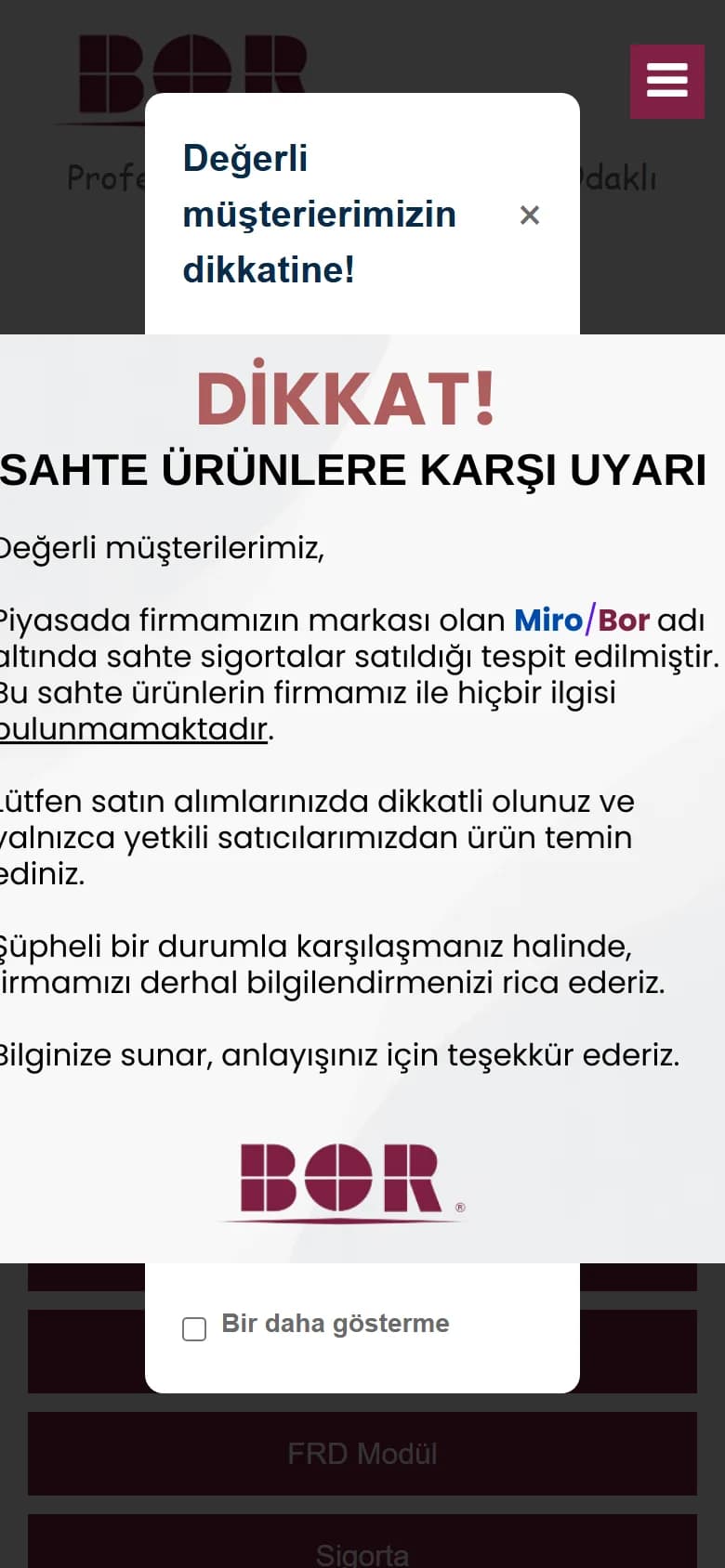 Bor Elektronik – Ana sayfa – mobil görünüm