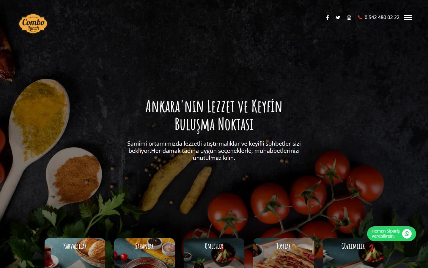 Combo Lunch – Ana sayfa – masaüstü görünüm