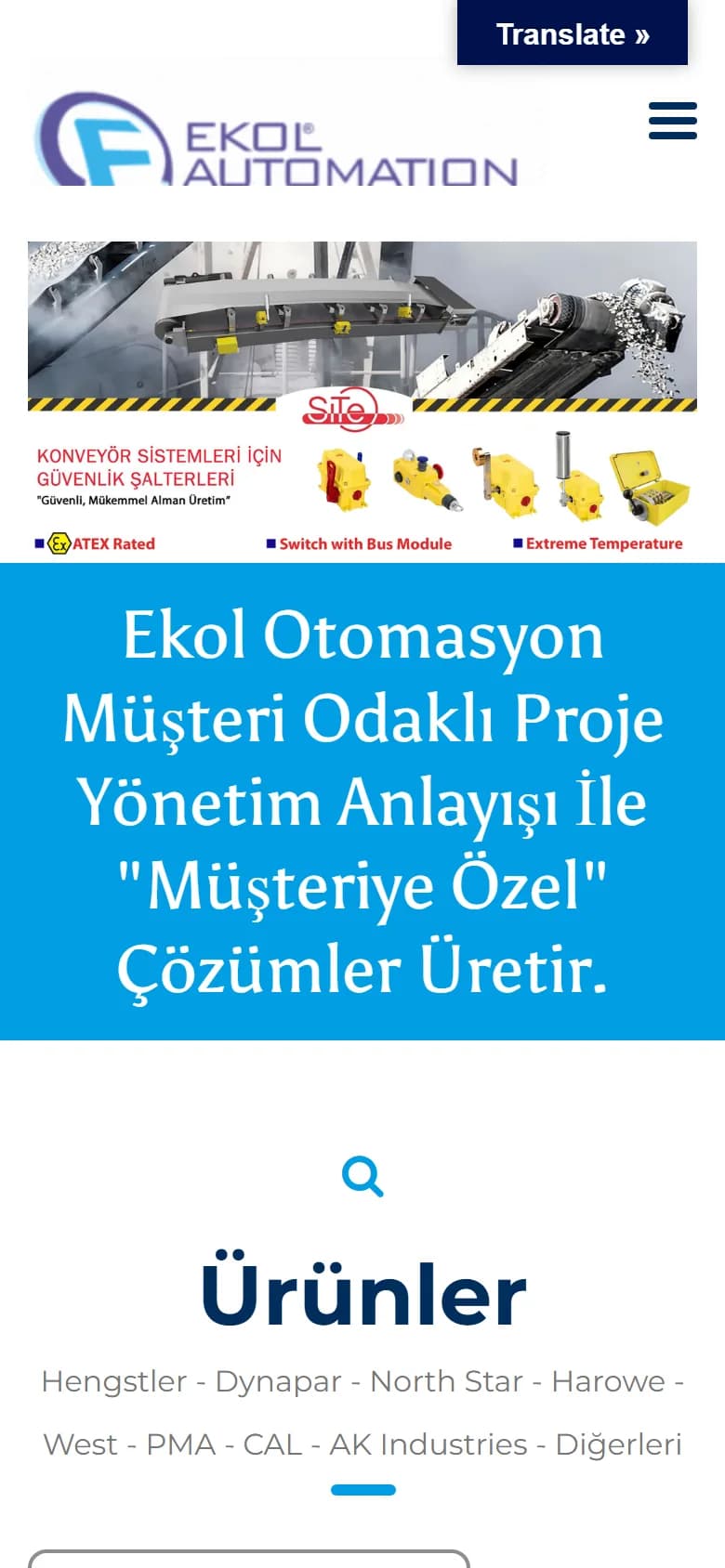 Ekol Otomasyon – Ana sayfa – mobil görünüm